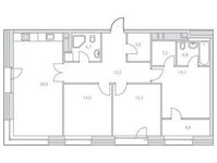 Планировка 2-комнатной квартиры, 78,6 м2