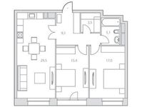 Планировка 2-комнатной квартиры, 79,6 м2
