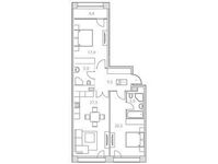 Планировка 2-комнатной квартиры, 91,4 м2