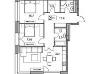 Планировка 2-комнатной квартиры, 87,4 м2