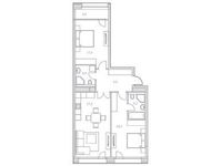 Планировка 2-комнатной квартиры, 90,5 м2