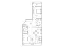 Планировка 2-комнатной квартиры, 90,4 м2