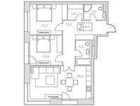 Планировка 2-комнатной квартиры, 91 м2