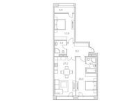 Планировка 2-комнатной квартиры, 90,6 м2