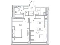 Планировка 3-комнатной квартиры, 102,7 м2