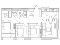 Планировка 3-комнатной квартиры, 100,7 м2