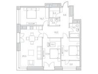 Планировка 3-комнатной квартиры, 113,5 м2