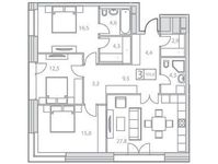 Планировка 3-комнатной квартиры, 110,4 м2