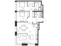 Планировка 2-комнатной квартиры, 116,4 м2
