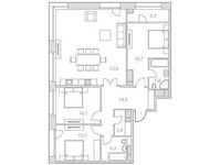 Планировка 4-комнатной квартиры, 138,4 м2