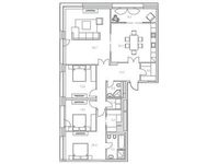 Планировка 4-комнатной квартиры, 162 м2