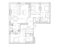 Планировка 3-комнатной квартиры, 164,5 м2