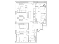 Планировка 4-комнатной квартиры, 138,8 м2