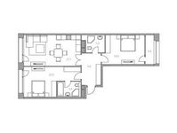 Планировка 2-комнатной квартиры, 90,5 м2