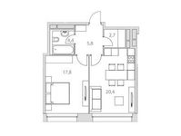 Планировка 1-комнатной квартиры, 51,1 м2