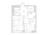 Планировка 1-комнатной квартиры, 51 м2