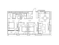 Планировка 3-комнатной квартиры, 98,3 м2