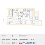 Планировка квартиры студии, 18,96 м2