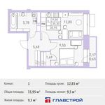 Планировка 1-комнатной квартиры, 35,95 м2