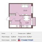 Планировка 1-комнатной квартиры, 31,95 м2