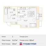 Планировка квартиры студии, 31,37 м2