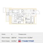 Планировка квартиры студии, 18,97 м2