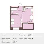 Планировка 1-комнатной квартиры, 31,07 м2