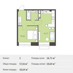 Планировка 1-комнатной квартиры, 37,16 м2