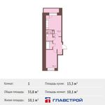 Планировка 1-комнатной квартиры, 35,8 м2