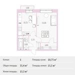 Планировка 1-комнатной квартиры, 35,4 м2