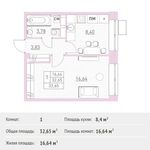 Планировка 1-комнатной квартиры, 32,65 м2