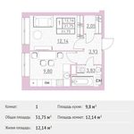 Планировка 1-комнатной квартиры, 31,75 м2