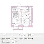 Планировка 1-комнатной квартиры, 33,27 м2