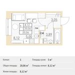 Планировка квартиры студии, 20,06 м2