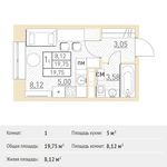 Планировка квартиры студии, 19,75 м2