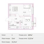 Планировка 1-комнатной квартиры, 32 м2