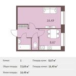 Планировка 1-комнатной квартиры, 33,69 м2
