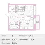 Планировка 1-комнатной квартиры, 32,07 м2