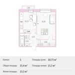 Планировка 1-комнатной квартиры, 35,4 м2