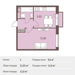 Планировка 1-комнатной квартиры, 32,03 м2