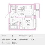 Планировка 1-комнатной квартиры, 31,5 м2
