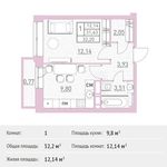 Планировка 1-комнатной квартиры, 32,2 м2