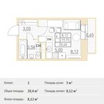 Планировка квартиры студии, 20,4 м2