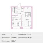 Планировка 1-комнатной квартиры, 32,19 м2