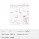 Планировка 1-комнатной квартиры, 35,41 м2