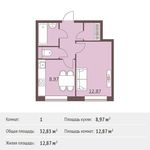 Планировка 1-комнатной квартиры, 32,83 м2