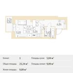 Планировка квартиры студии, 23,24 м2
