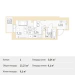 Планировка квартиры студии, 23,25 м2