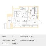 Планировка квартиры студии, 26 м2