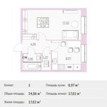 Планировка 1-комнатной квартиры, 34,86 м2